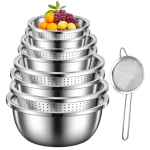 Stainless Steel Strainers for Rinsing & Draining - Set of 8+1