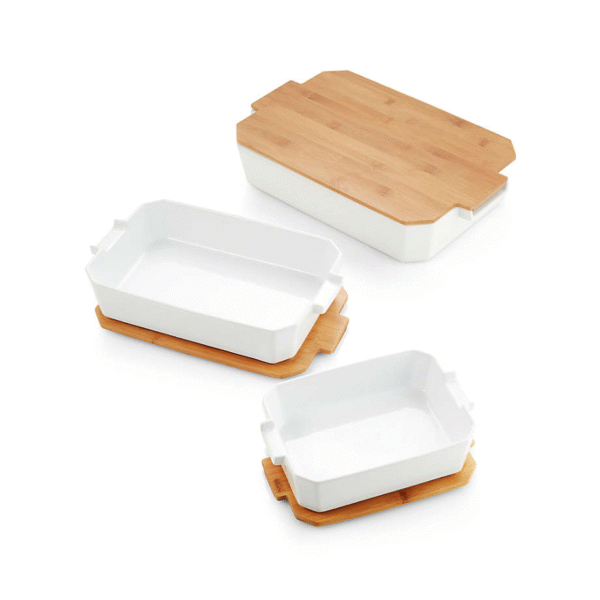 Baking Dishes with Bamboo Lids – Set of Oven-Safe Ceramic Containers - Image 2