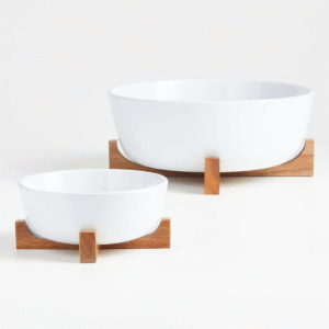 Oven-to-Table Small Serve Bowl with Wood Stand – Elegant & Functional